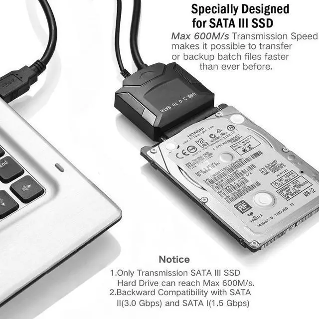 Alt view image 6 of 7 - Stanstar USB 3.0 to SATA hard drive cable USB 3.0 easy drive cable support all hard drives