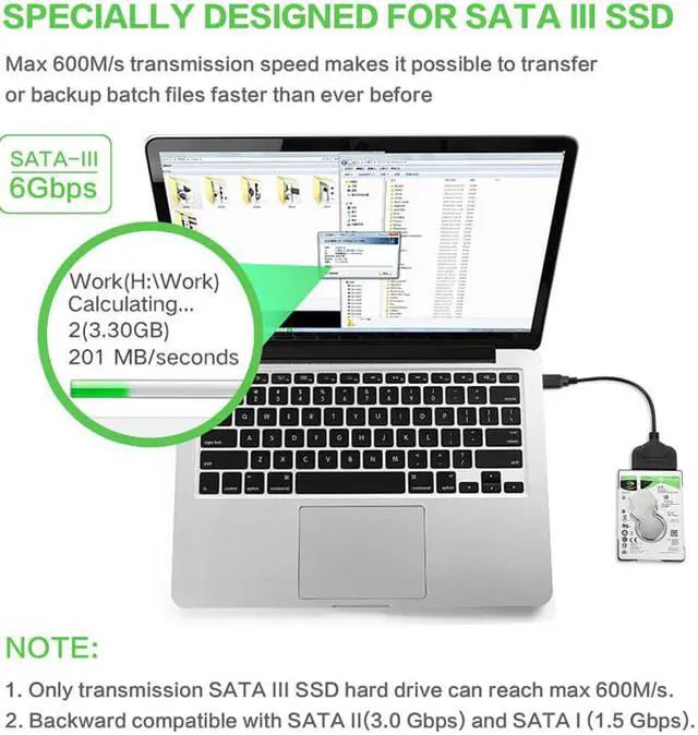 Alt view image 6 of 6 - Stanstar 22Pin SATA to USB3.0 easy drive line USB3.0 to SATA 2.5 inch notebook hard drive easy drive line
