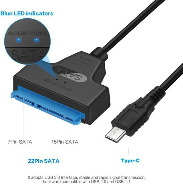 Alt view image 3 of 6 - Stanstar Type-c to SATA7+15pin easy drive line USB3.1 to SATA 2.5-inch serial hard drive data line