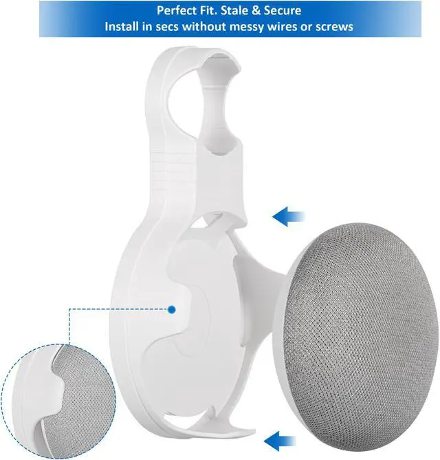 Alt view image 3 of 7 - STANSTA Wall Mount Holder for Google Home Mini, A Space-Saving Accessories for Google Home Mini Voice Assistant(1Pack  US Plug)