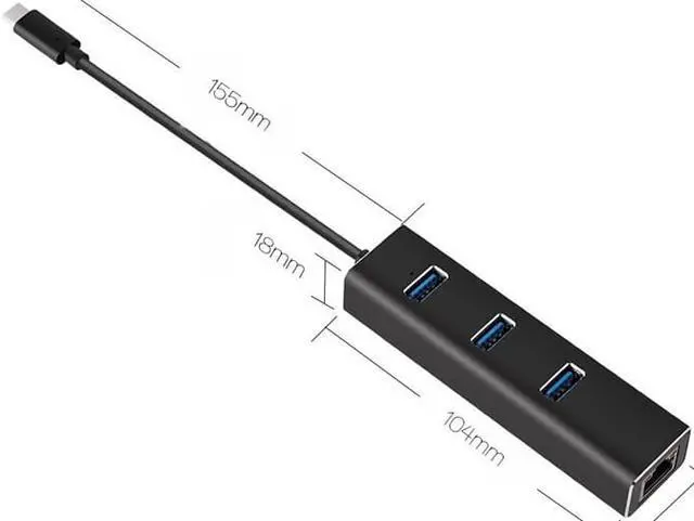 Alt view image 2 of 7 - STANSTAR USB Type C to 3-Port USB 3.1 Data Hub Gigabit Ethernet Network Adapter 1000M USB to RJ45 drive network card For MacBook Mac Pro ,Surface Pro,lenovo IdeaPad,Macbook Air