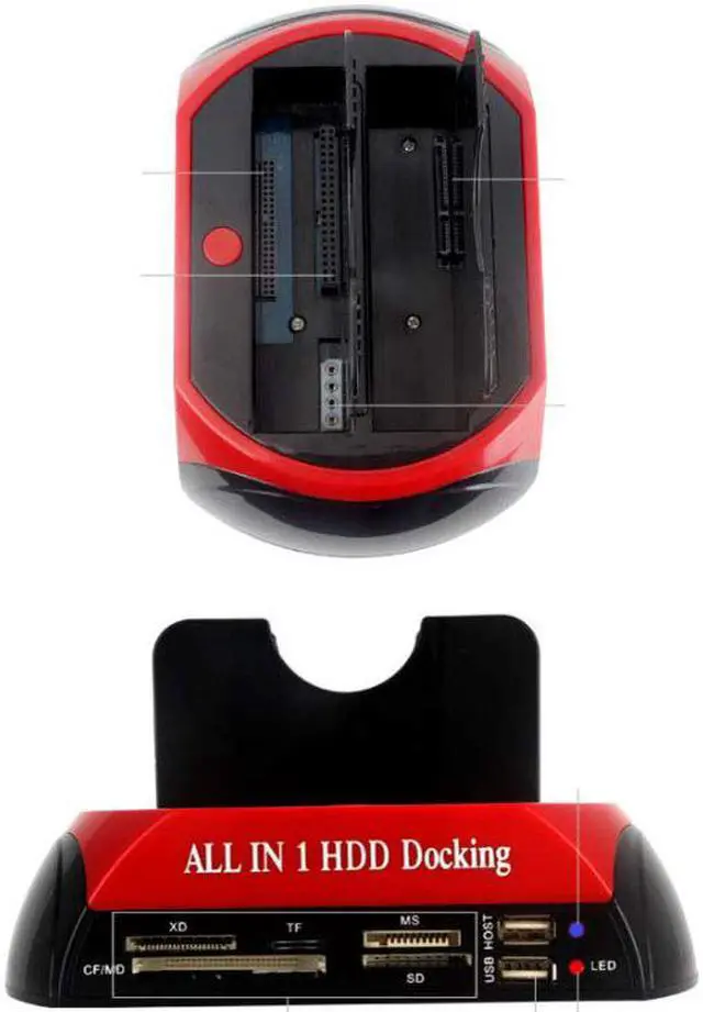 Alt view image 2 of 7 - STANSTAR Hard Disk Box 2.5/3.5 Hard Disk Base Multi-Function Hard Disk Holder with Card Reader IDE+SATA HUB Dual-Use Base