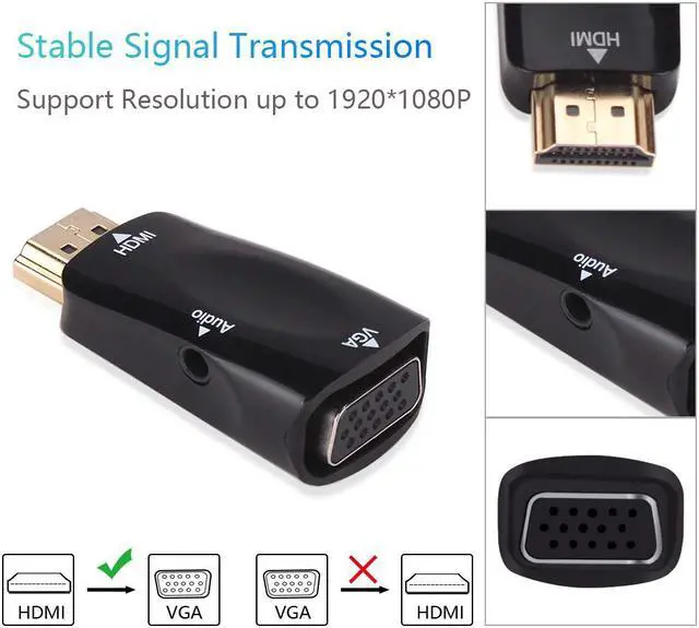 Alt view image 5 of 7 - STANSTAR HDMI to VGA Adapter Converter with Audio, Supports TV, PC, Laptops, Digital Camera, TV Box and etc.