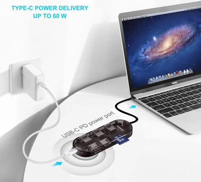 Alt view image 7 of 7 - STANSTAR USB C Hub Multiport Adapter, 7 in 1 Portable Space Aluminum Dongle with 4K HDMI Output, USB Ports, SD/Micro SD Card Reader Compatible for More Type C Devices