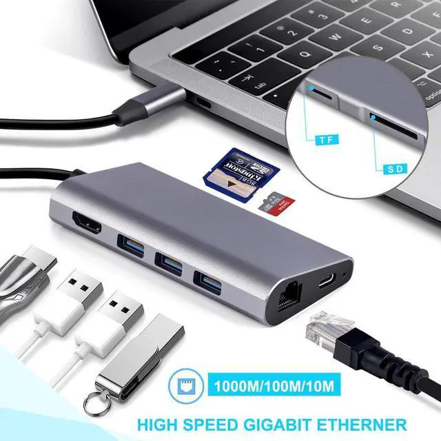 Main image of STANSTAR Type-C Docking Station USB-C Converter HDMI 8-in-1 Type C Hub Multi-Function Hub, Laptop TV Converter MacBook Adapter