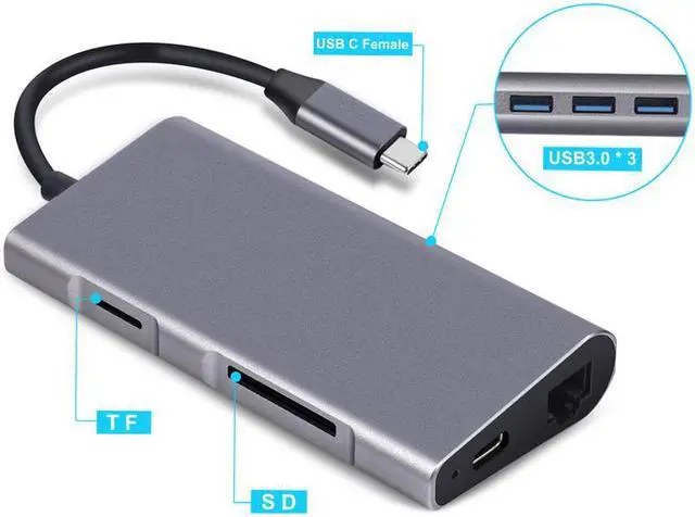 Alt view image 4 of 7 - STANSTAR Type-C Docking Station USB-C Converter HDMI 8-in-1 Type C Hub Multi-Function Hub, Laptop TV Converter MacBook Adapter