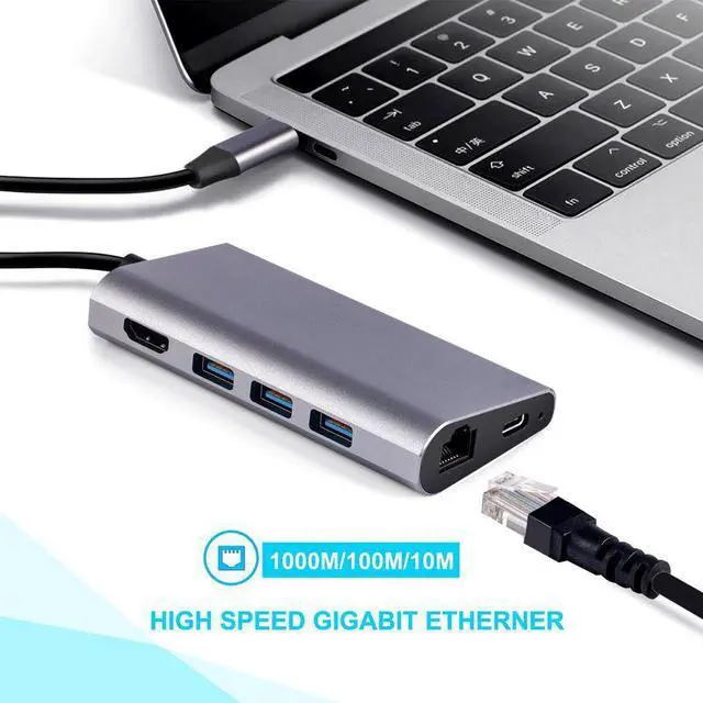 Alt view image 6 of 7 - STANSTAR Type-C Docking Station USB-C Converter HDMI 8-in-1 Type C Hub Multi-Function Hub, Laptop TV Converter MacBook Adapter