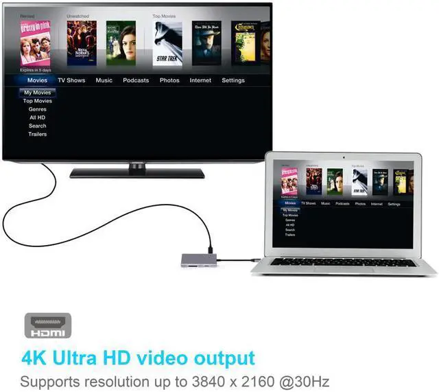 Alt view image 7 of 7 - STANSTAR Type-C Docking Station USB-C Converter HDMI 8-in-1 Type C Hub Multi-Function Hub, Laptop TV Converter MacBook Adapter