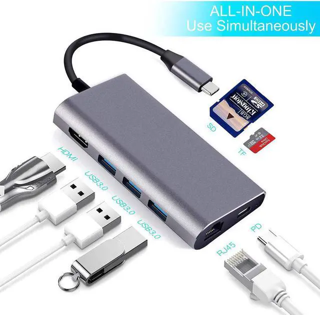 Alt view image 3 of 7 - STANSTAR Type-C Docking Station USB-C Converter HDMI 8-in-1 Type C Hub Multi-Function Hub, Laptop TV Converter MacBook Adapter
