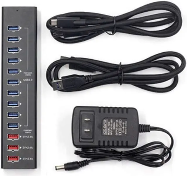 Alt view image 7 of 7 - STANSTAR USB Hub, All Aluminum Alloy 13 Port Hub with 3 Port Smart Fast Charge Super High Speed USB3.0 Interface Plug and Play