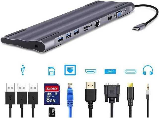 Main image of STANSTAR Type-C Hub 10-in-1 Notebook USB3.0HUB Converter HDMI/VGA with Screen Output Multi-Function Docking Station SD/TF Card Reader