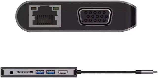 Alt view image 2 of 7 - STANSTAR Type-C Docking Station, 8-in-1 Docking Station Type-c to hdmi VGA USB3.0 HUB SD Card PD Gigabit LAN Audio
