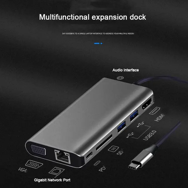 Alt view image 6 of 7 - STANSTAR Type-C Docking Station, 8-in-1 Docking Station Type-c to hdmi VGA USB3.0 HUB SD Card PD Gigabit LAN Audio