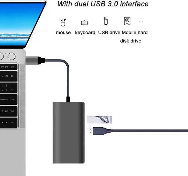Alt view image 3 of 7 - STANSTAR Type-C Docking Station, 8-in-1 Docking Station Type-c to hdmi VGA USB3.0 HUB SD Card PD Gigabit LAN Audio