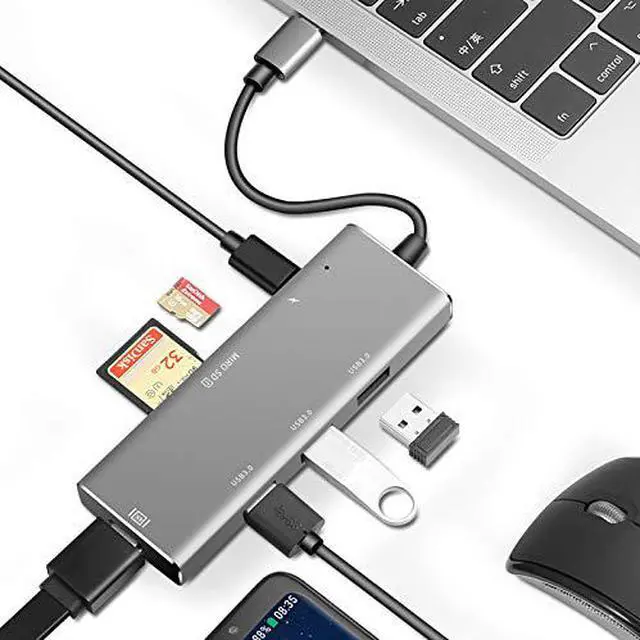 Alt view image 3 of 6 - STANSTAR Hub 7 Ports Type-C to HDMI USB C HUB Type C to HDMI USB 3.0 HUB RJ45 Adapter Converter for MacBook