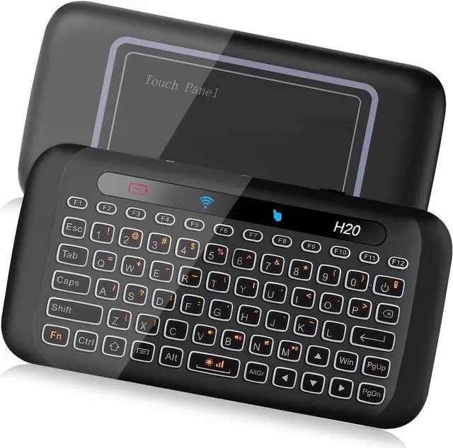 Main image of STANSTAR 2.4Ghz H20 Mini Wireless Keyboard and Touchpad Mouse Combo,7 Colors Adjustable, Rechargeable Auto-Rotation of Touch Panel Handheld Remote Control for Android TV Box, Projector, IPTV, HTPC, PC