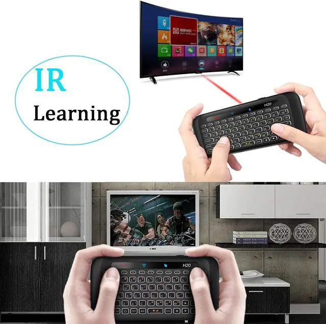 Alt view image 7 of 7 - STANSTAR 2.4Ghz H20 Mini Wireless Keyboard and Touchpad Mouse Combo,7 Colors Adjustable, Rechargeable Auto-Rotation of Touch Panel Handheld Remote Control for Android TV Box, Projector, IPTV, HTPC, PC