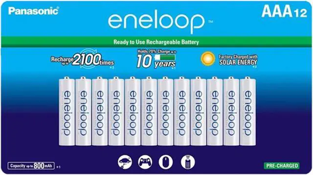 Alt view image 2 of 2 - 12-Card AAA NiMH Panasonic (Sanyo) Eneloop Rechargeable Batteries (800 mAh) - Low Discharge