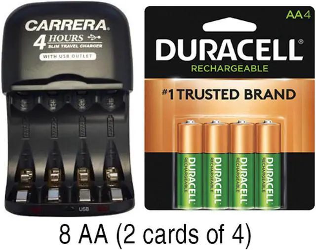 Main image of AA / AAA NiMH Smart Slim Travel Charger with USB Plug & 8 x AA Duracell NiMH 2500 mAh Batteries