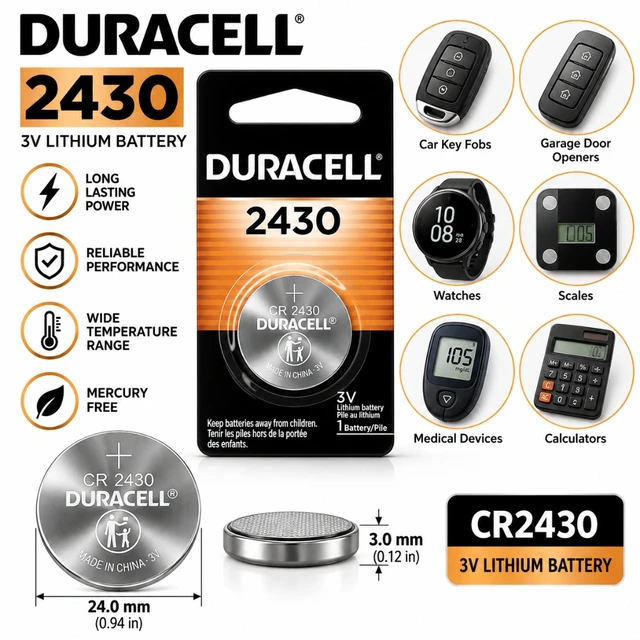 Alt view image 4 of 5 - 5-Pack Duracell CR2430 3 Volt Lithium Battery ( 5 Cards) - (DL2430BPK)