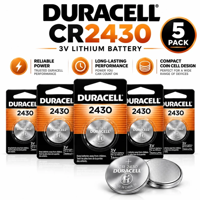 Alt view image 2 of 5 - 5-Pack Duracell CR2430 3 Volt Lithium Battery ( 5 Cards) - (DL2430BPK)
