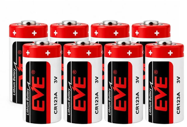 Main image of EVE CR123 3V 1450mAh Lithium Batteries, CR123A CR17345, 8-Pack