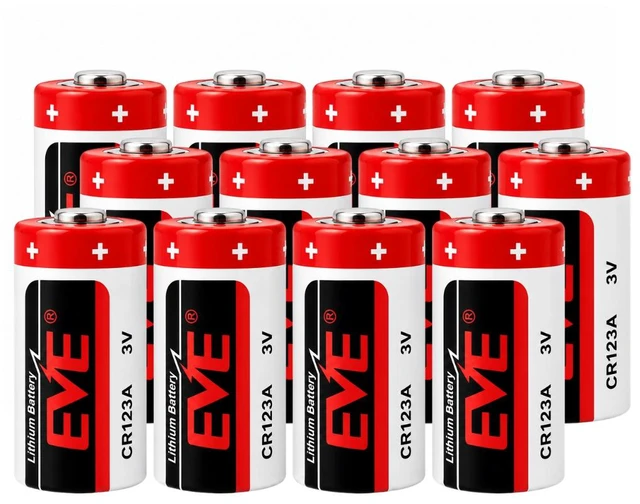 Main image of EVE CR123 3V 1450mAh Lithium Batteries, CR123A CR17345, 12-Pack