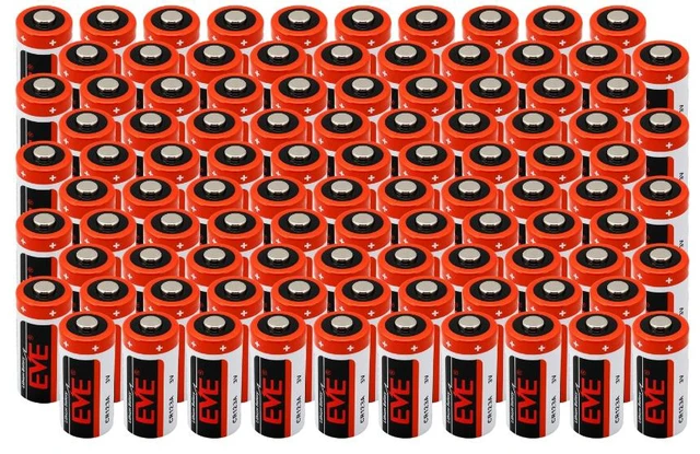Main image of EVE CR123 3V 1450mAh Lithium Batteries, CR123A CR17345, 100-Pack
