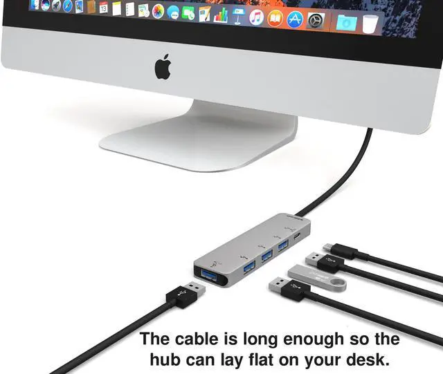 Alt view image 4 of 10 - EZQuest 4-Port USB 3.0 Hub Adapter with USB-C PD 3.0