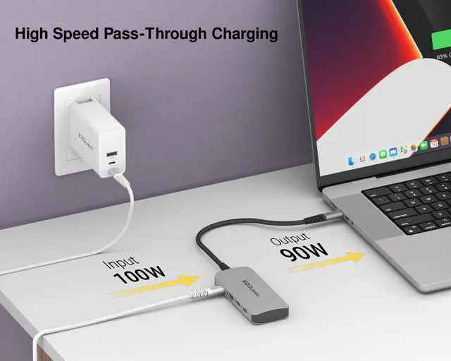 Alt view image 6 of 6 - USB-C Multimedia 8-in-1 Hub
HDMI 4K, 100 Watts USB-C Power Delivery with (FRS) or 5Gbps Data, 2 x USB-C Ports, 2 x USB-A 3.0 Ports, SD and Micro SD