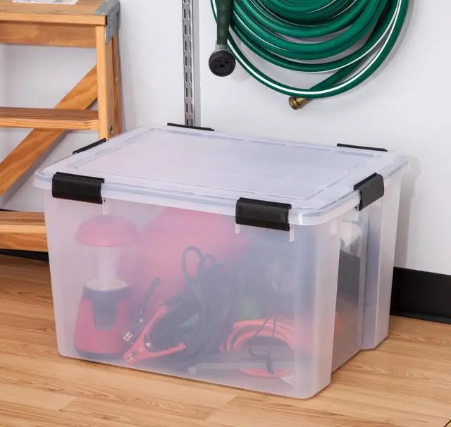 Alt view image 9 of 12 - IRIS USA 74 Qt. Plastic Storage Bins with Sealed Lids, Clear Gasket Box, Airtight Containers