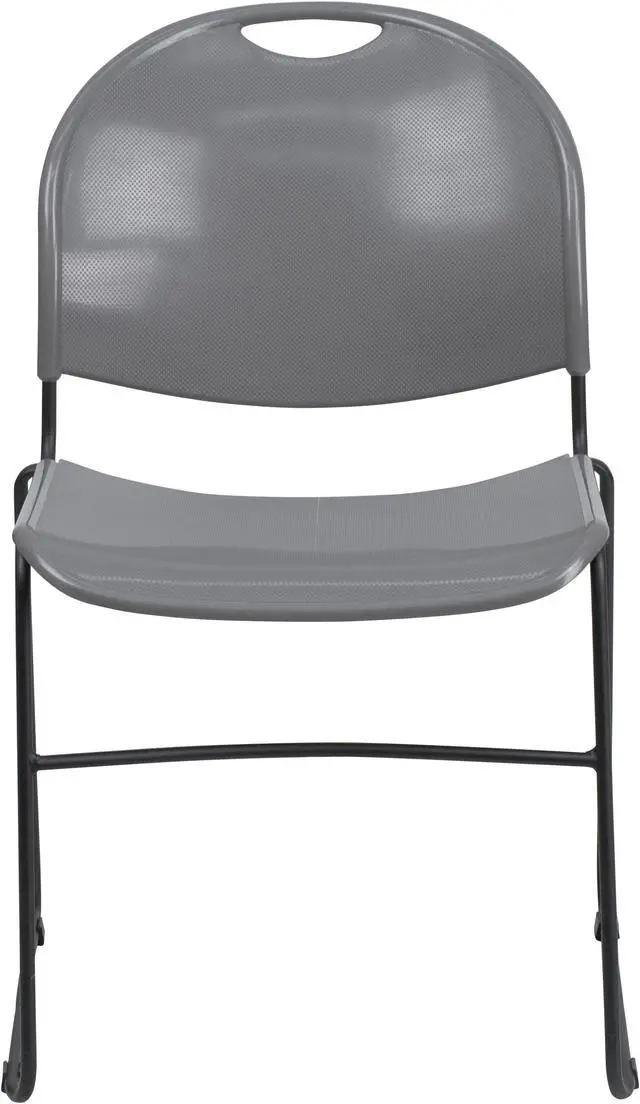 Alt view image 4 of 20 - HERCULES Series 880 lb. Capacity Gray Ultra-Compact Stack Chair with Black Powder Coated Frame