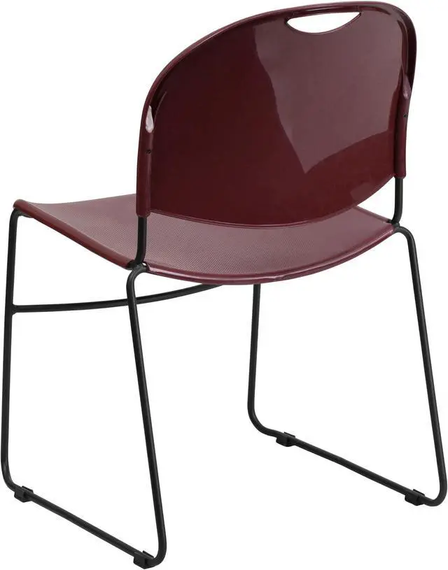 Alt view image 3 of 20 - HERCULES Series 880 lb. Capacity Burgundy Ultra-Compact Stack Chair with Black Powder Coated Frame
