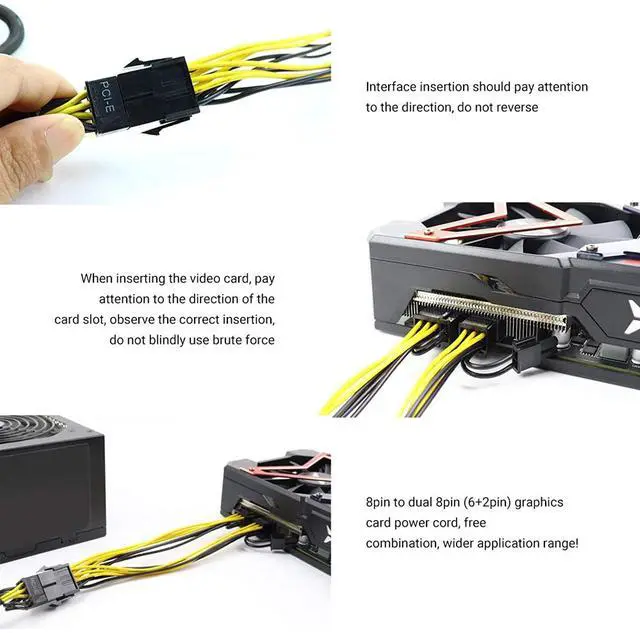 Alt view image 7 of 7 - 8-pin PCI Express to dual PCIE 8 (6 + 2)-pin power cable, motherboard graphics card PCI-E GPU power data cable splitter, 8-pin PCI-E to 2 PCI-E 8-pin, GPU graphics cable (5 packs/ 32 cm/12.6 inches) …