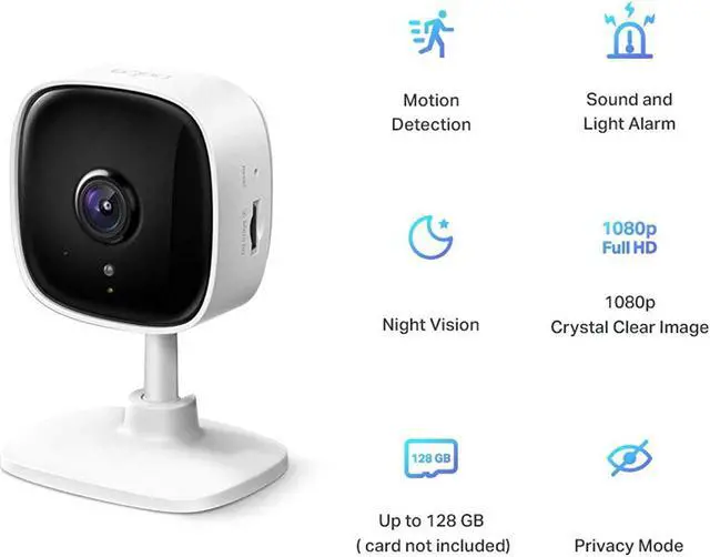 Alt view image 9 of 15 - TP-Link Tapo Smart Home Security WiFi Camera, Records in 1080p (Full HD) | Up to 30 ft Night Vision | Up to 128 GB microSD Card Slot | Works w/Alexa and Google (Tapo C100)