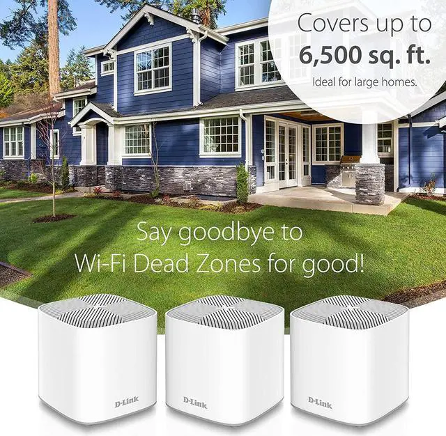 Alt view image 2 of 7 - D-Link Covr Ax1800 Whole Home Mesh Wi-Fi 6 System - Up To 6500 Sq.Ft. Coverage, Voice Control W/ Alexa And Google Assistant, Enhanced Parental Controls, 3-Pack (Covr-X1863)