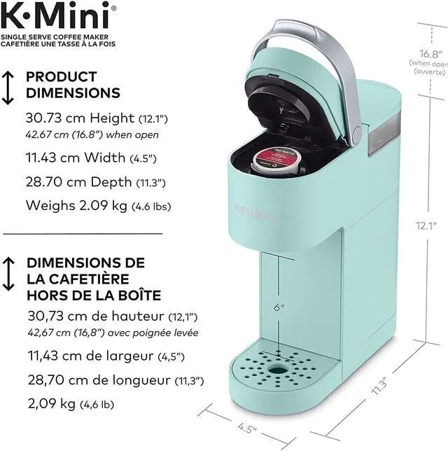Alt view image 6 of 7 - New Keurig K-Mini Single Serve K-Cup Pod Coffee Maker, Featuring An Ultra-Sleek Design, Oasis