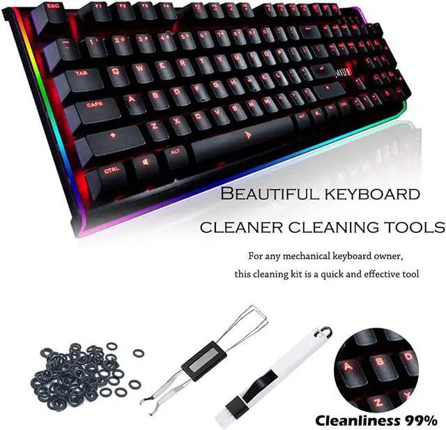 Alt view image 6 of 7 - Keyboard Cleaning Tool Kit, Keyboard Cap Remover, Stainless Steel Keyboard Puller Keycap Removal Tool, Window Door Track Cleaning Brush, 200 O-Ring Switch Dampeners Thick Multi