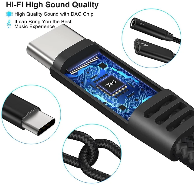 Alt view image 3 of 7 - 2 In 1 Usb C To 3.5Mm Headphone And Charger Adapter Usb C Pd 3.0 Charging Port To Aux Audio Jack And Fast Charging Dongle Cable Cord With Pd 60W Fast Charging For Stereo