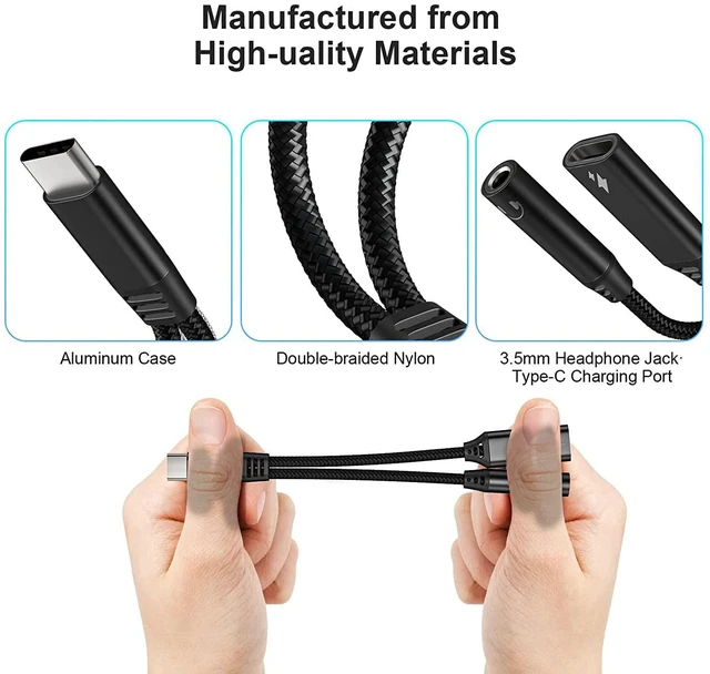 Alt view image 6 of 7 - 2 In 1 Usb C To 3.5Mm Headphone And Charger Adapter Usb C Pd 3.0 Charging Port To Aux Audio Jack And Fast Charging Dongle Cable Cord With Pd 60W Fast Charging For Stereo