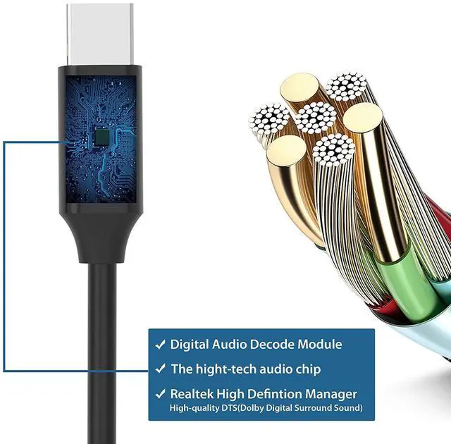 Alt view image 5 of 7 - Usb C Headphone Adapter, 2 Pack Pixel 2 Headphone Adapter Usb-C To Headphone Jack Adapter 3.5Mm Audio Hi-Res With Dac Compatible With Google Pixel 2 Xl / 3 Xl, Sony Xz2, Black