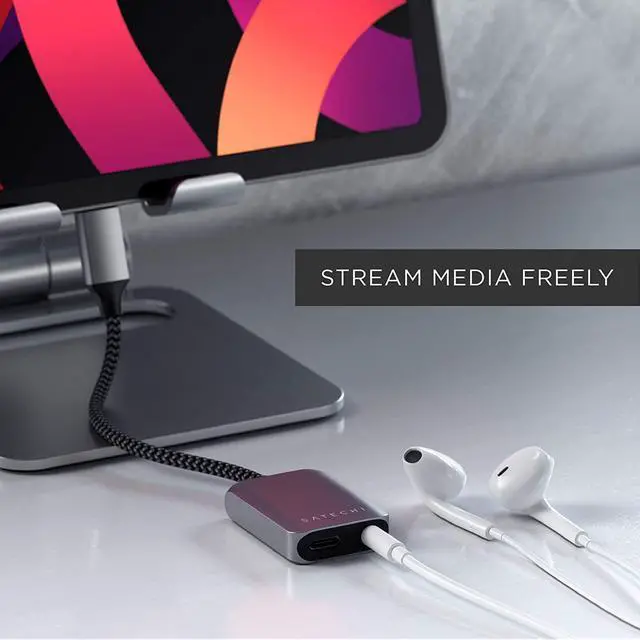 Alt view image 2 of 6 - Satechi USB-C PD Audio Adapter - 3.5mm Headphone Jack Port & PD 3.0 Charging - Compatible with 2020/2018 iPad Pro, 2020 iPad Air, Google Pixel 3/XL/2, Microsoft Surface Go