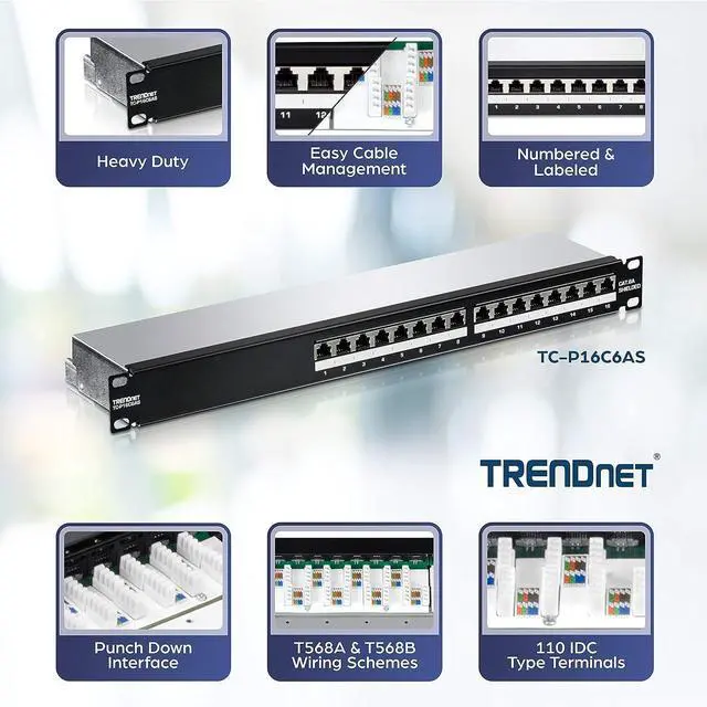 Alt view image 2 of 7 - TRENDnet TC-P16C6AS 16-Port Cat6A Shielded 1U Patch Panel