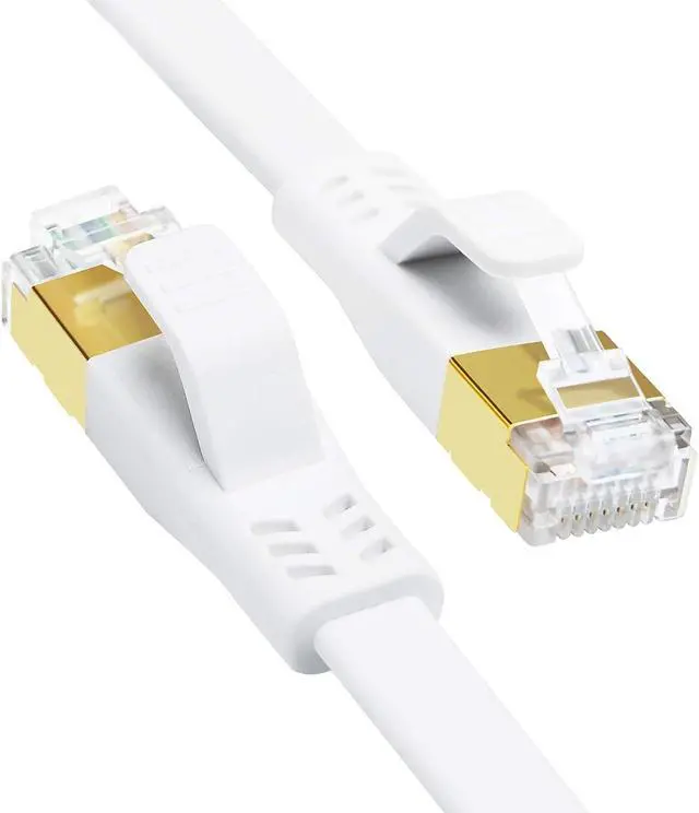 Main image of Zell Cat 7 Ethernet Cable 35Ft, High Speed 10Gbps Durable Solid Flat Cat7 Internet Network Lan Patch Cable With Snaglesss Rj45 Connector For Router, Xbox, Faster Than Cat5 Cat5E Cat6 35Ft White
