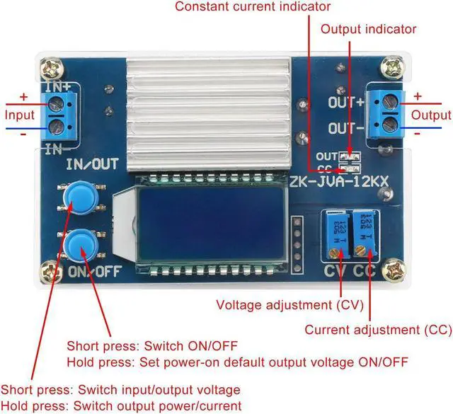 Alt view image 3 of 4 - Zell Dc Buck Converter, 5.3V-32V To 1.2V-32V 12A Adjustable Power Supply, 5V 9V 12V 24V 30V 32V Step Down Voltage Regulator With Lcd Display Volt Transformer Reducer Cc Cv For Rv Solar Panel Golf Cart