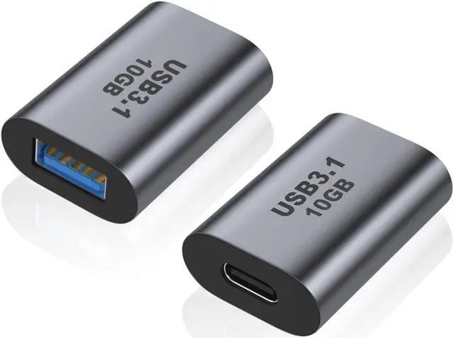 Main image of Zell Usb Female To Usb C Female Adapter (2 Pack), 10Gbps Usb 3.1 To Type-C Extension Coupler Converter Extender Connector Support Fast Charging For Pc, Laptop, Charger, Power Bank