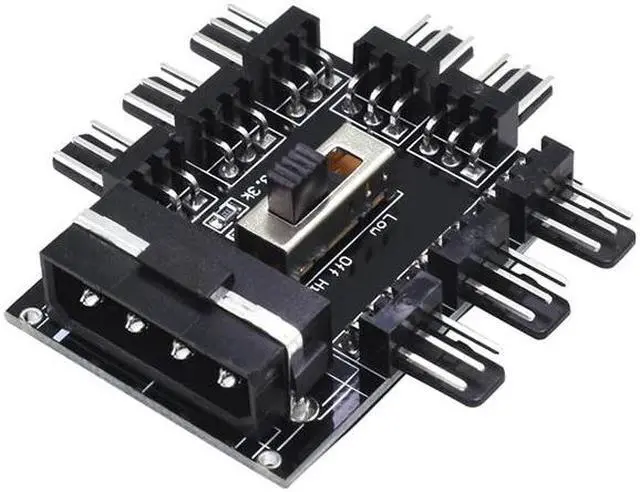 Alt view image 2 of 6 - PC 1 to 8 4Pin Molex Cooler Cooling Fan Hub Splitter Cable PWM 3Pin Power Supply Speed Controller Adapter For PC Mining