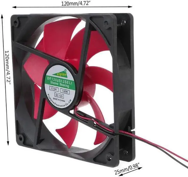 Alt view image 6 of 6 - 12025 120mm DC12V 0.2A 2 Pin Connector Cooling Fan for Computer Box CPU Cooler Radiator