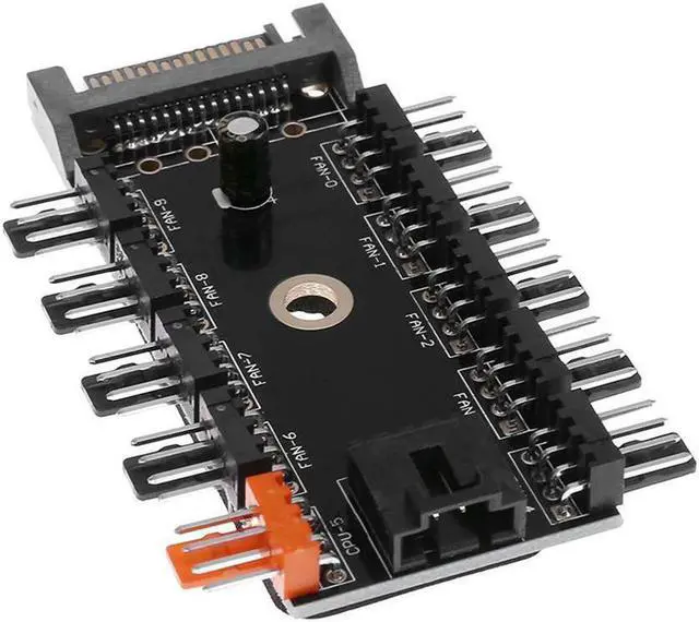 Alt view image 5 of 6 - 1 to 10 PC Cooling Fan Hub Splitter LED Cable PWM SATA 12V 4 Pin PWM Power Supply Speed Controller Adapter