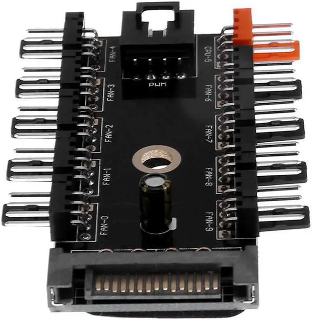 Alt view image 6 of 6 - 1 to 10 PC Cooling Fan Hub Splitter LED Cable PWM SATA 12V 4 Pin PWM Power Supply Speed Controller Adapter